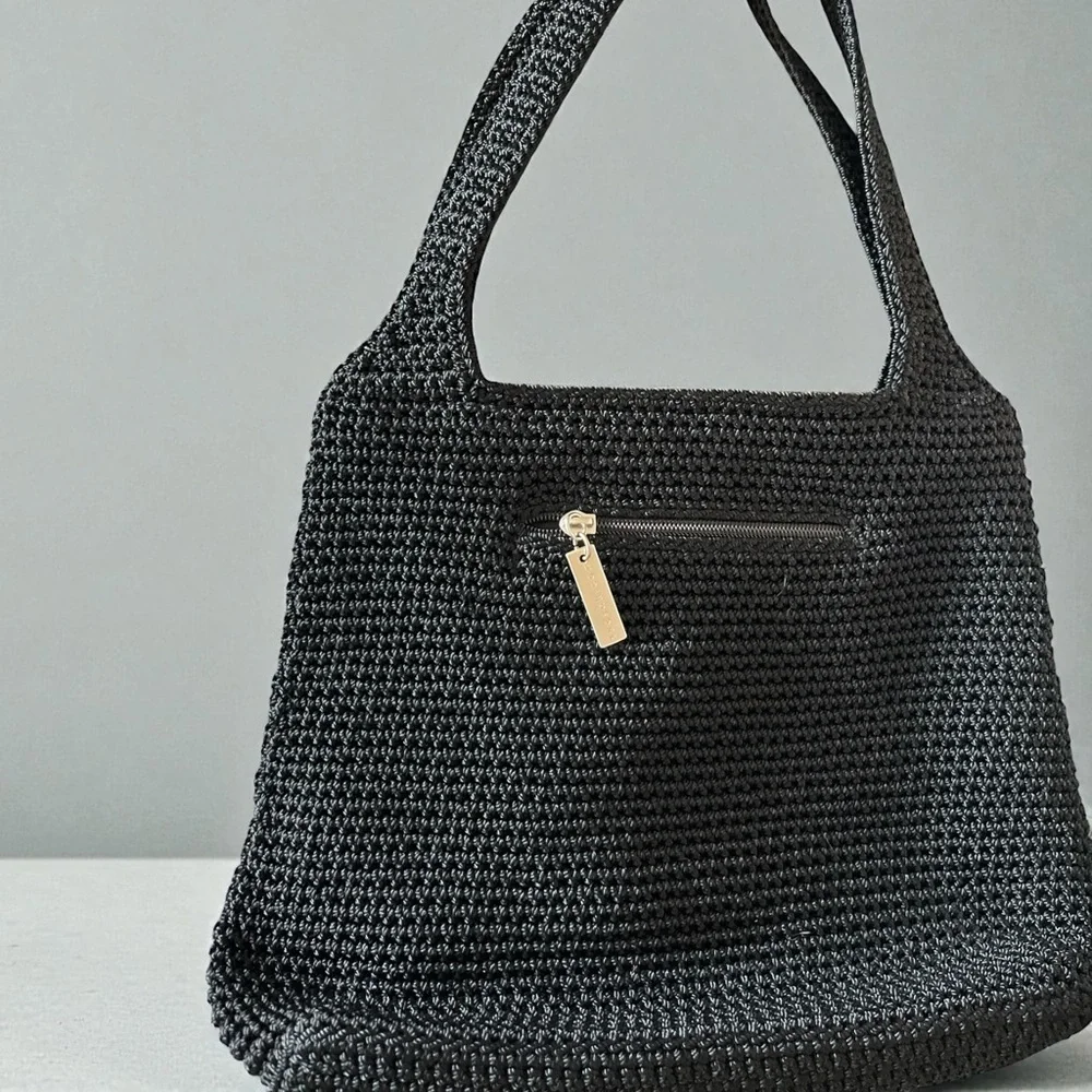 Beautiful THE SAK Black Handwoven Bag 12” X 9 - Picture 5 of 5